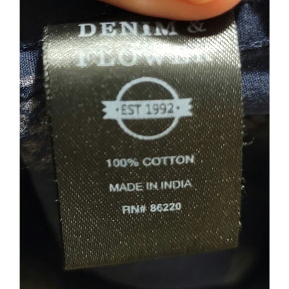 Denim & Flowers Men's Button Down Short Sleeve Shirt Black Pineapple Slim Fit S - Picture 8 of 8